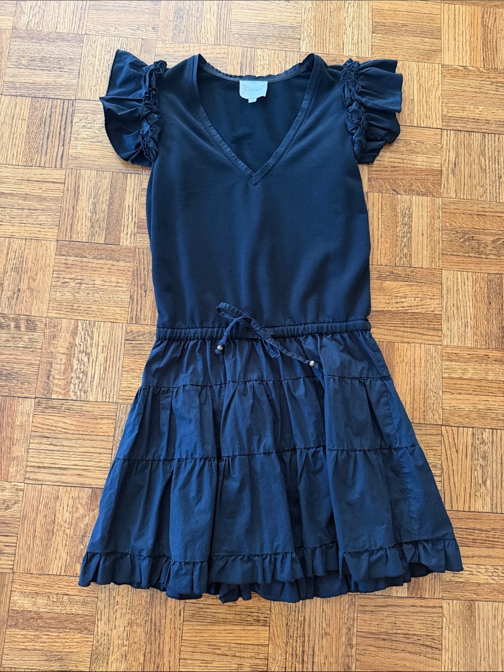 sundays Black Ruffle Sleeve Tiered Dress